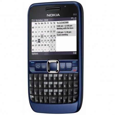 Nokia E63 - Vedere din fata/ dreapta (albastru)