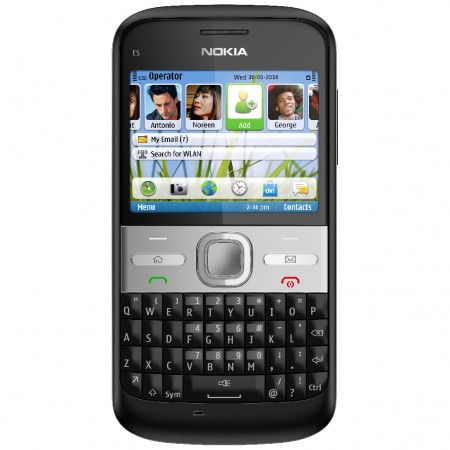 Nokia E5 - Vedere din fata (negru)