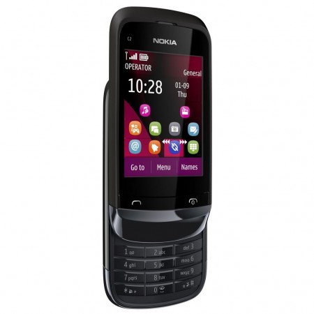 Nokia C2-02 - Vedere din fata/ stanga, deschis