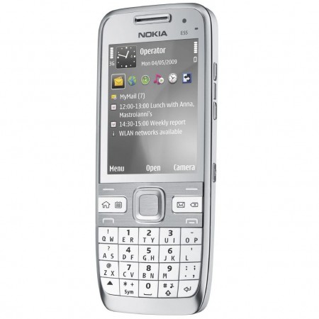 Nokia E55 - Vedere din fata/ dreapta (alb)