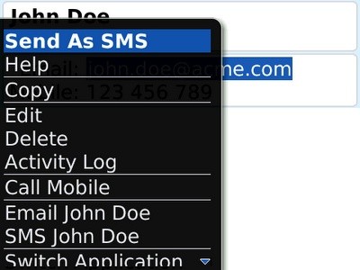 SMS VCard Add-on - Trimitere