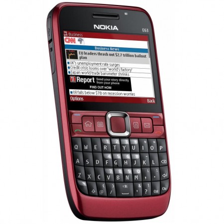 Nokia E63 - Vedere din fata/ stanga (rosu)