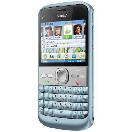 Nokia E5 - Vedere din fata/ dreapta (albastru)