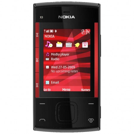 Nokia X3 - Vedere din fata (rosu)