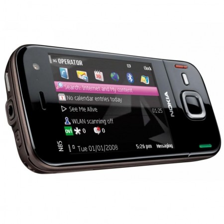 Nokia N85 - Vedere din fata/ sus, orizontal