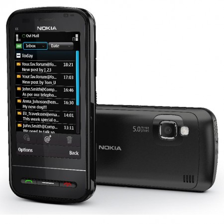 Nokia C6 - Vedere din fata/ dreapta si spate (negru)