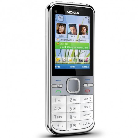 Nokia C5 - Vedere din fata/ stanga (alb)