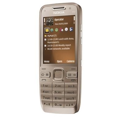 Nokia E52 - Vedere din fata/ dreapta (golden)