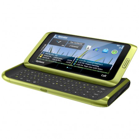 Nokia E7 - Vedere din fata, deschis (verde)