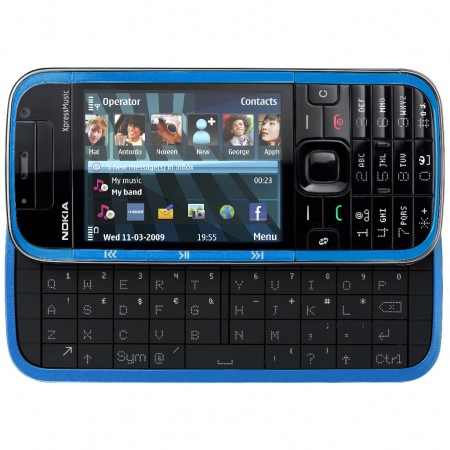 Nokia 5730 XpressMusic - Vedere din fata, deschis, orizontal (albastru)
