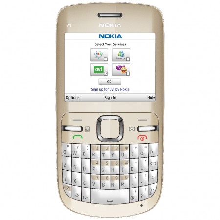 Nokia C3 - Vedere din fata (Golden White)