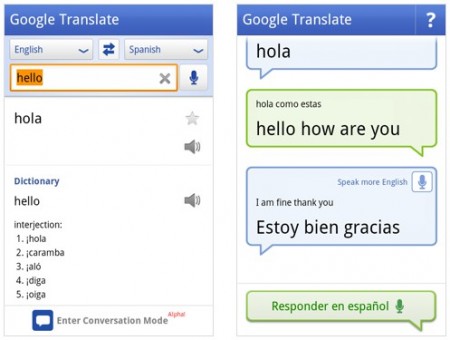 Google Translate pentru Android - Conversation