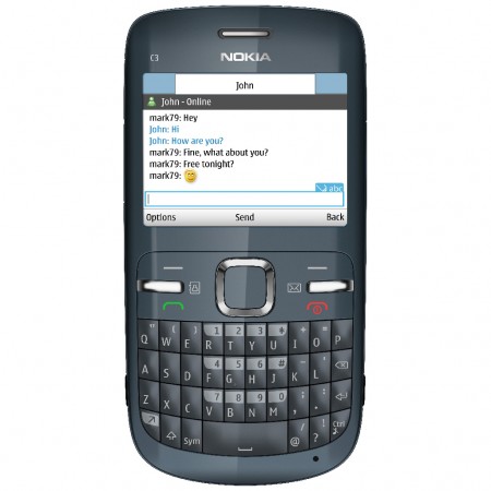 Nokia C3 - Vedere din fata (Slate Grey)
