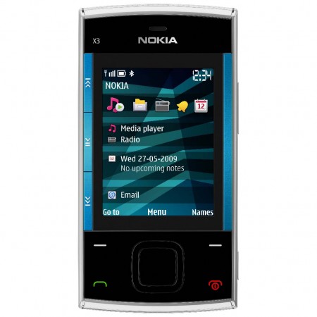 Nokia X3 - Vedere din fata (albastru)