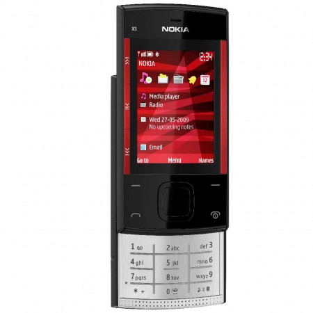 Nokia X3 - Vedere din fata/ stanga, deschis (rosu)