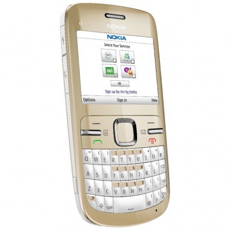 Nokia C3 - Vedere din fata/ stanga (Golden White)