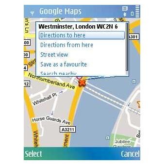 Google Maps Symbian - Meniu popup
