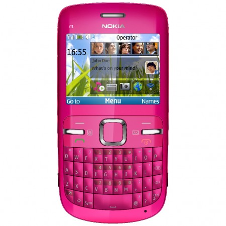 Nokia C3 - Vedere din fata (Hot Pink)