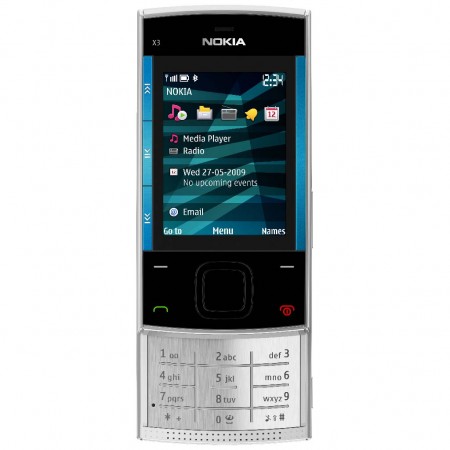 Nokia X3 - Vedere din fata, deschis (albastru)