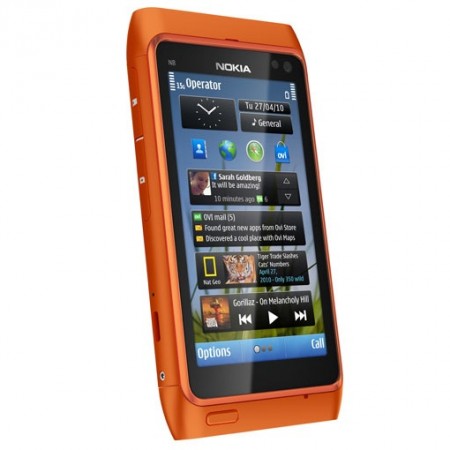Nokia N8 - Vedere din fata/ stanga (portocaliu)