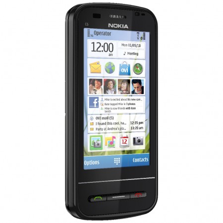 Nokia C6 - Vedere din fata/ stanga (negru)