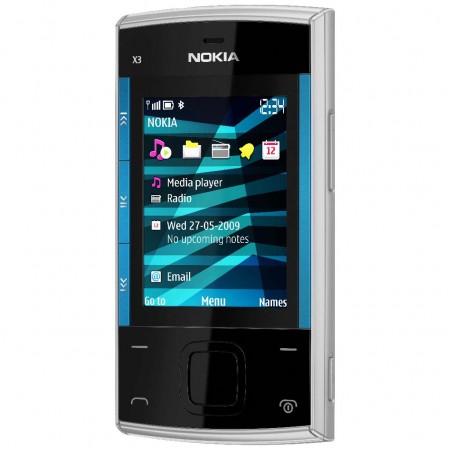 Nokia X3 - Vedere din fata/ dreapta (albastru)