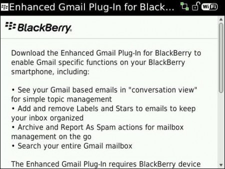 BlackBerry - Plugin Gmail
