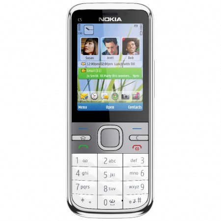 Nokia C5 - Vedere din fata (alb)